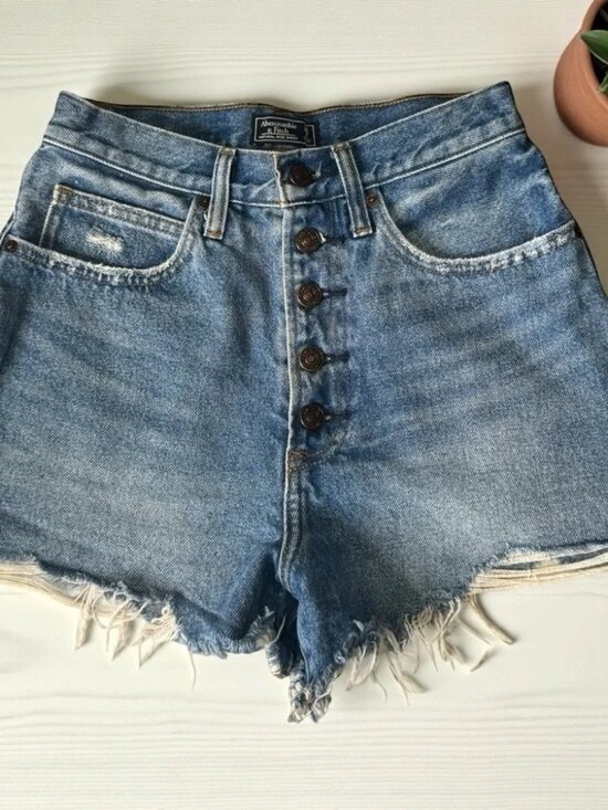 Abercrombie & Fitch Pants - ABERCROMBIE & FITCH - High waisted Button Fly Washed light blue 25 / 0